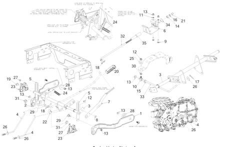 Deck Lift Diagram and Parts List for RZT-SX46EFI (17RWCBYN210)(2018) Cub Cadet Lawn Tractor